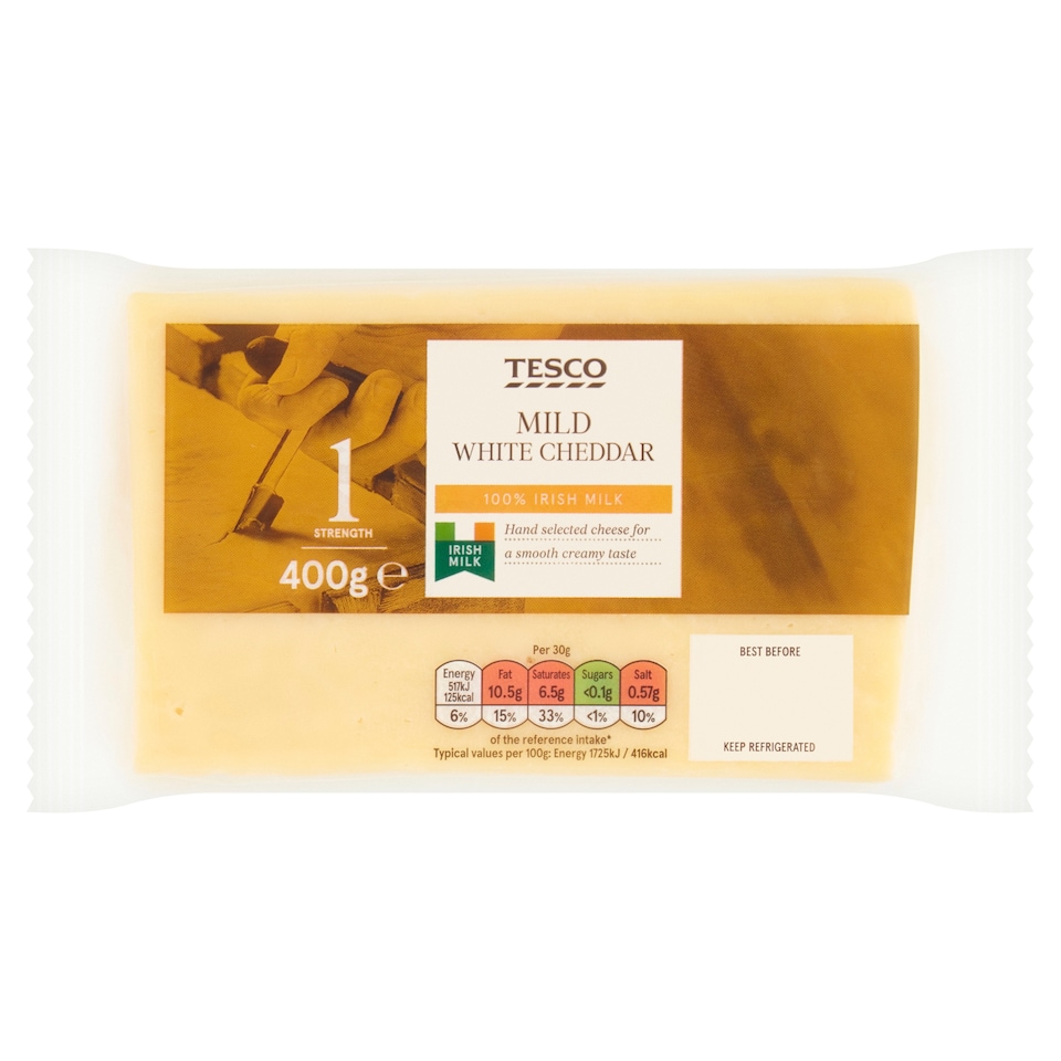 Tesco Mild White Cheddar 400G
