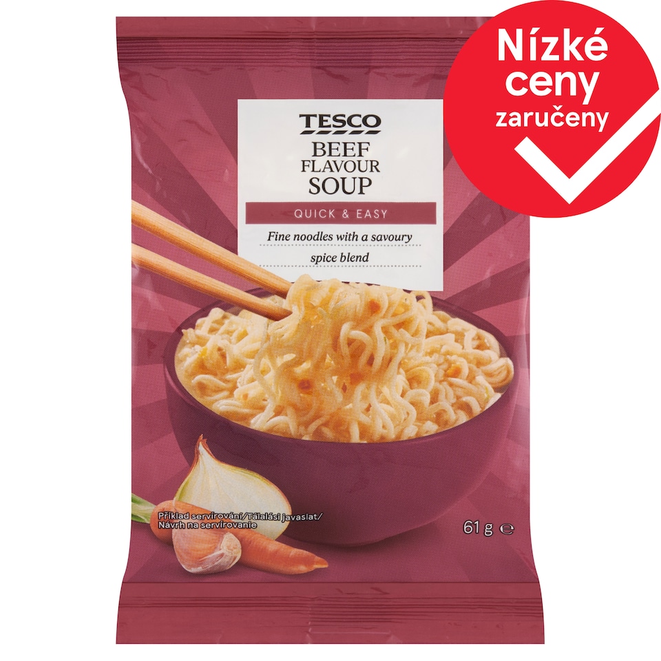 Tesco Instantní nudlová polévka s hovězí příchutí 61g