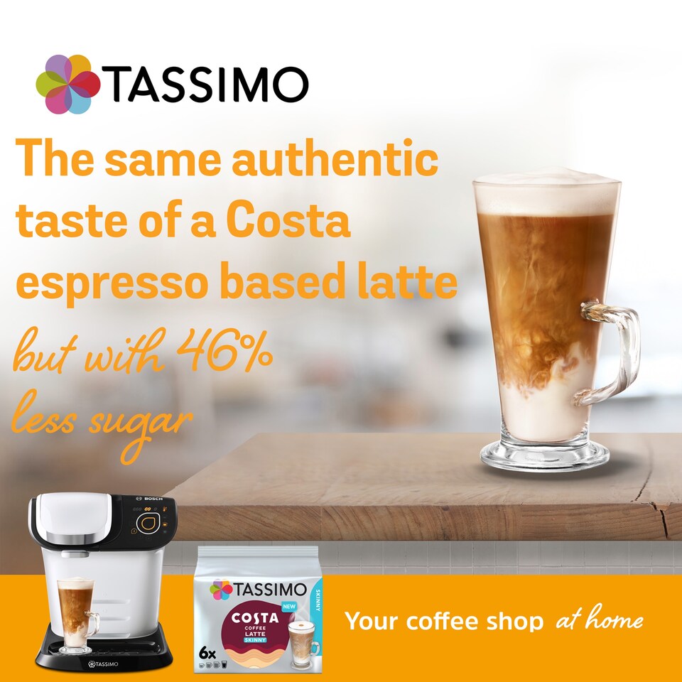 image 1 of Tassimo Costa Skinny Latte Coffee Pods 6 Servings 200.4g