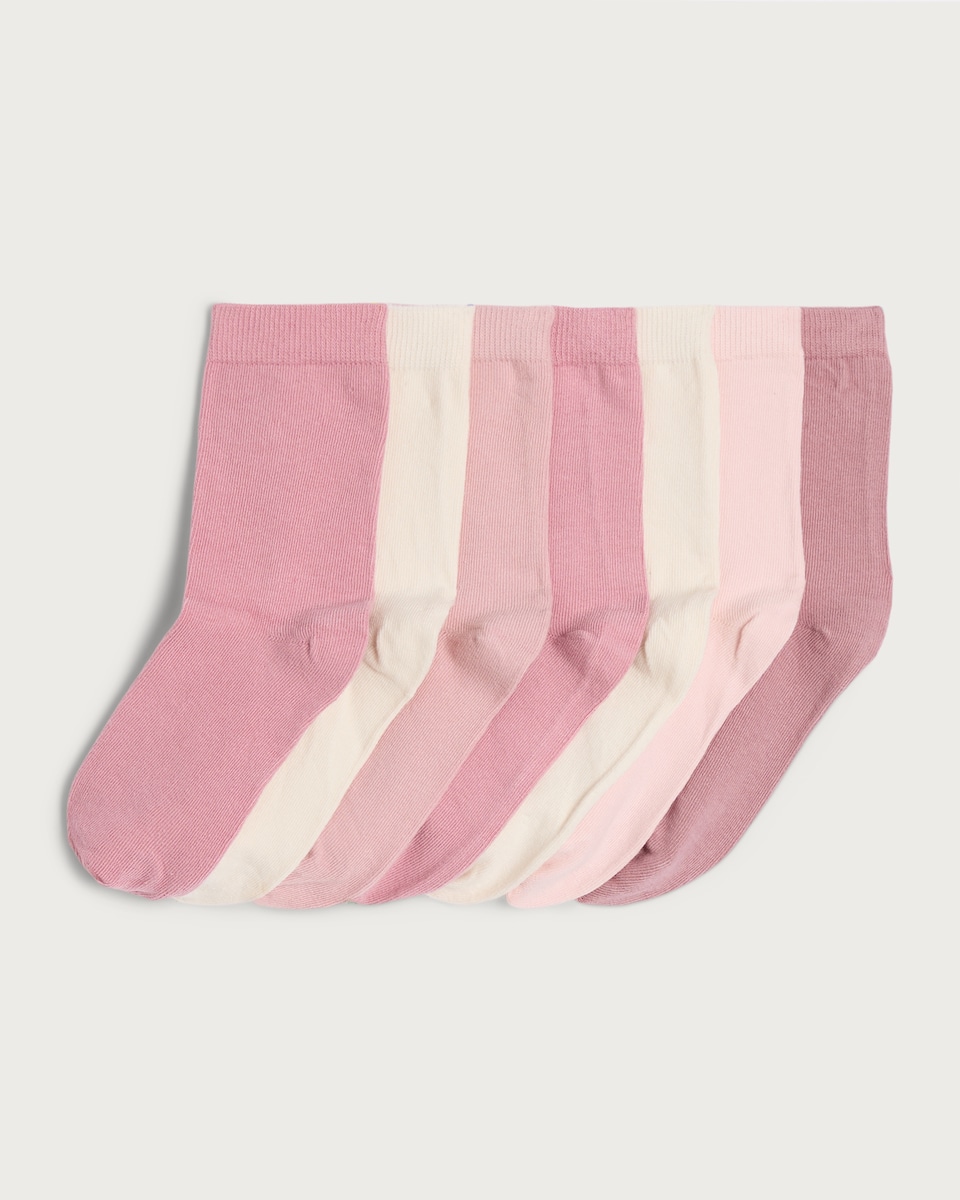 F&F Girls 5-Pack Cotton Rich Ankle Socks in Pink