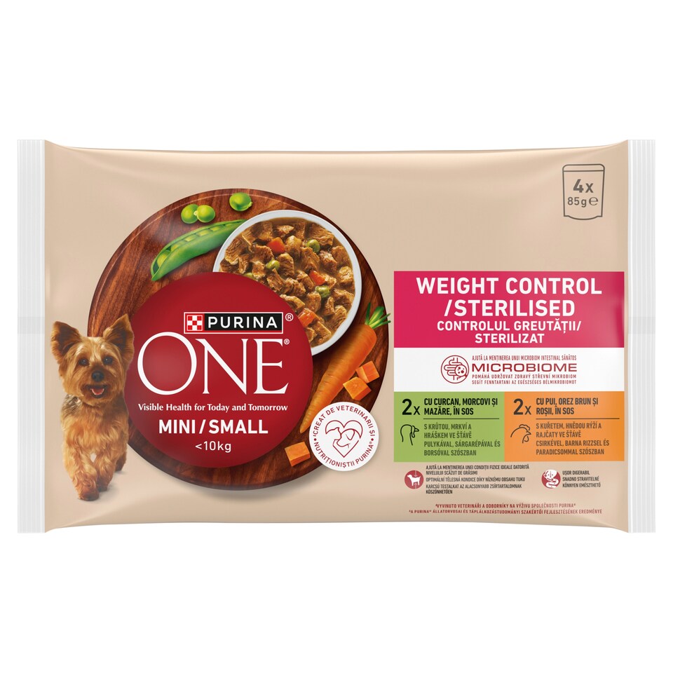 Purina ONE Mini Dog Weight Control Pouches for Dogs Turkey, Chicken in Juice 4 x 85g