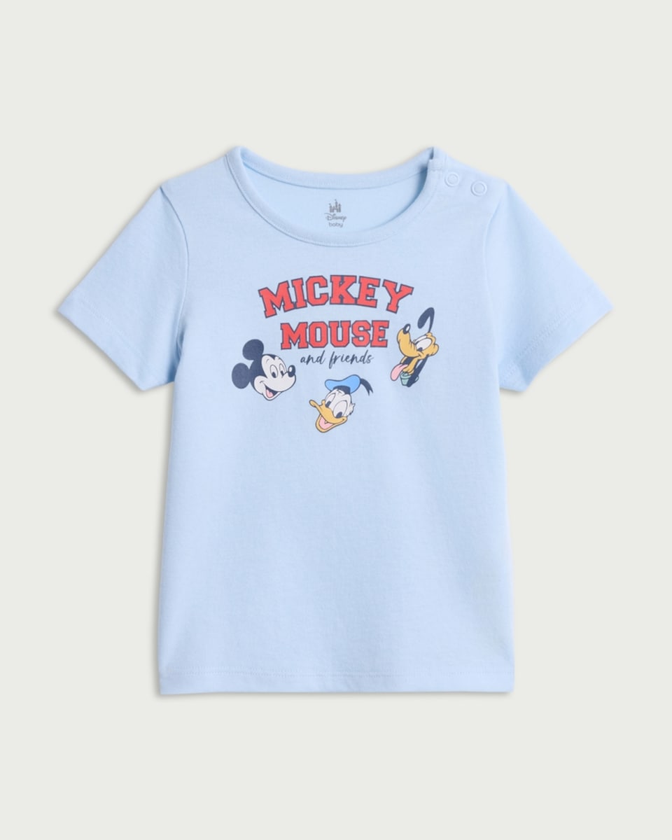 image 1 of Disney Mickey Mouse and Friends Pure Cotton T-Shirt in Blue