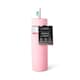 image 1 of Core Kitchen Swing Glass Water Bottle Tumbler With Straw Pink 710ml