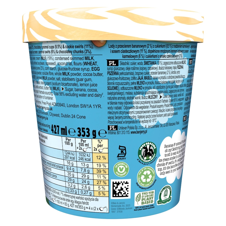 image 1 of Ben & Jerry's Sundae Oh My Banoffee Pie Ice Cream Tub 427ml