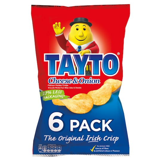 Tayto Crisps Cheese & Onion 6 X 25G