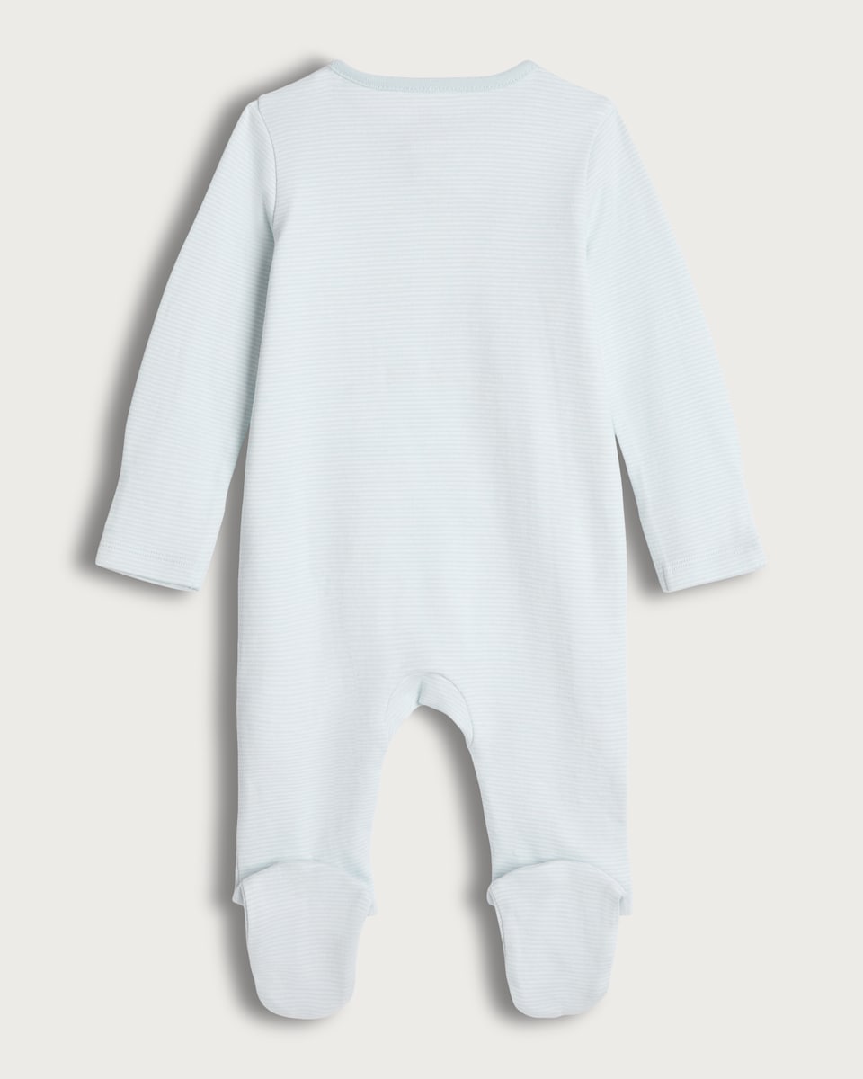 image 1 of F&F Baby Pure Cotton I Love My Daddy Baby Embroidered Sleepsuit in Blue