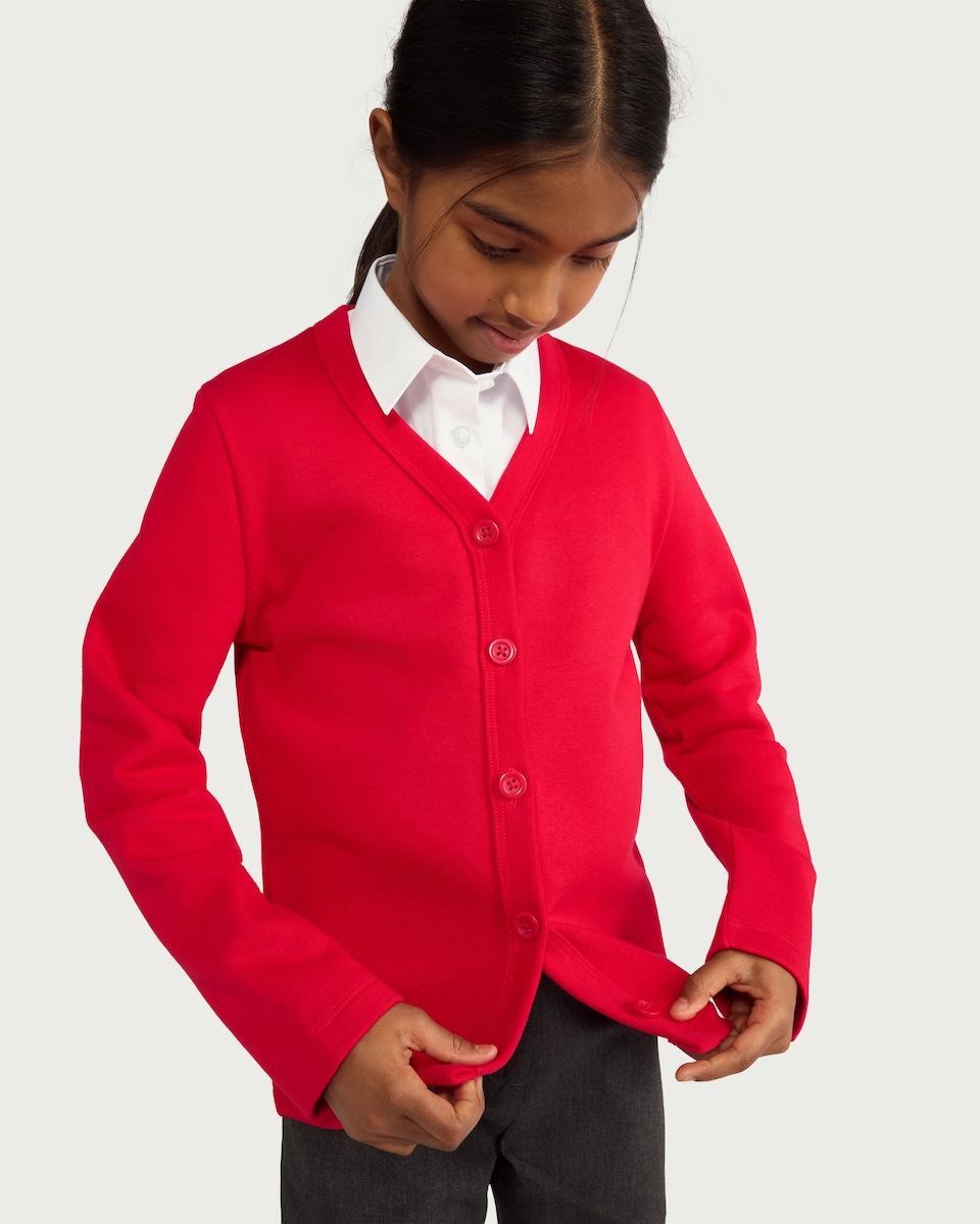 image 1 of F&F School Unisex 2-Pack Cotton Rich Sweat Cardigans in Red