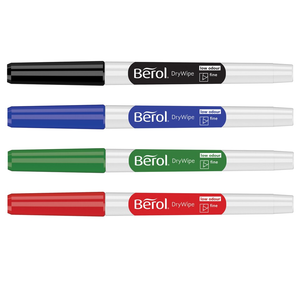 image 1 of Berol Dry Wipe Whiteboard Markers, Fine Tip, 4 Count