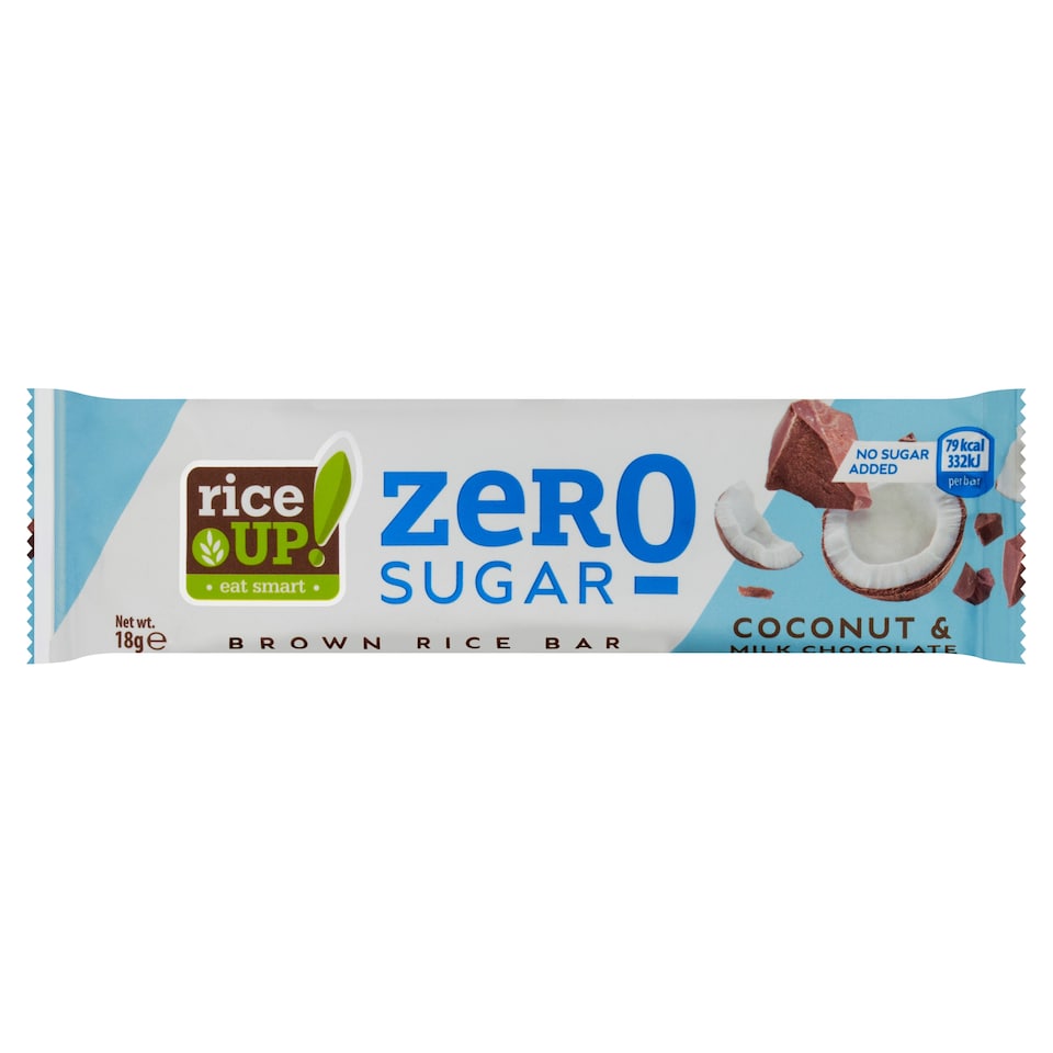 image 1 of RiceUp! Zero Sugar Coconut & Milk Chocolate Brown Rice Bar 18 g