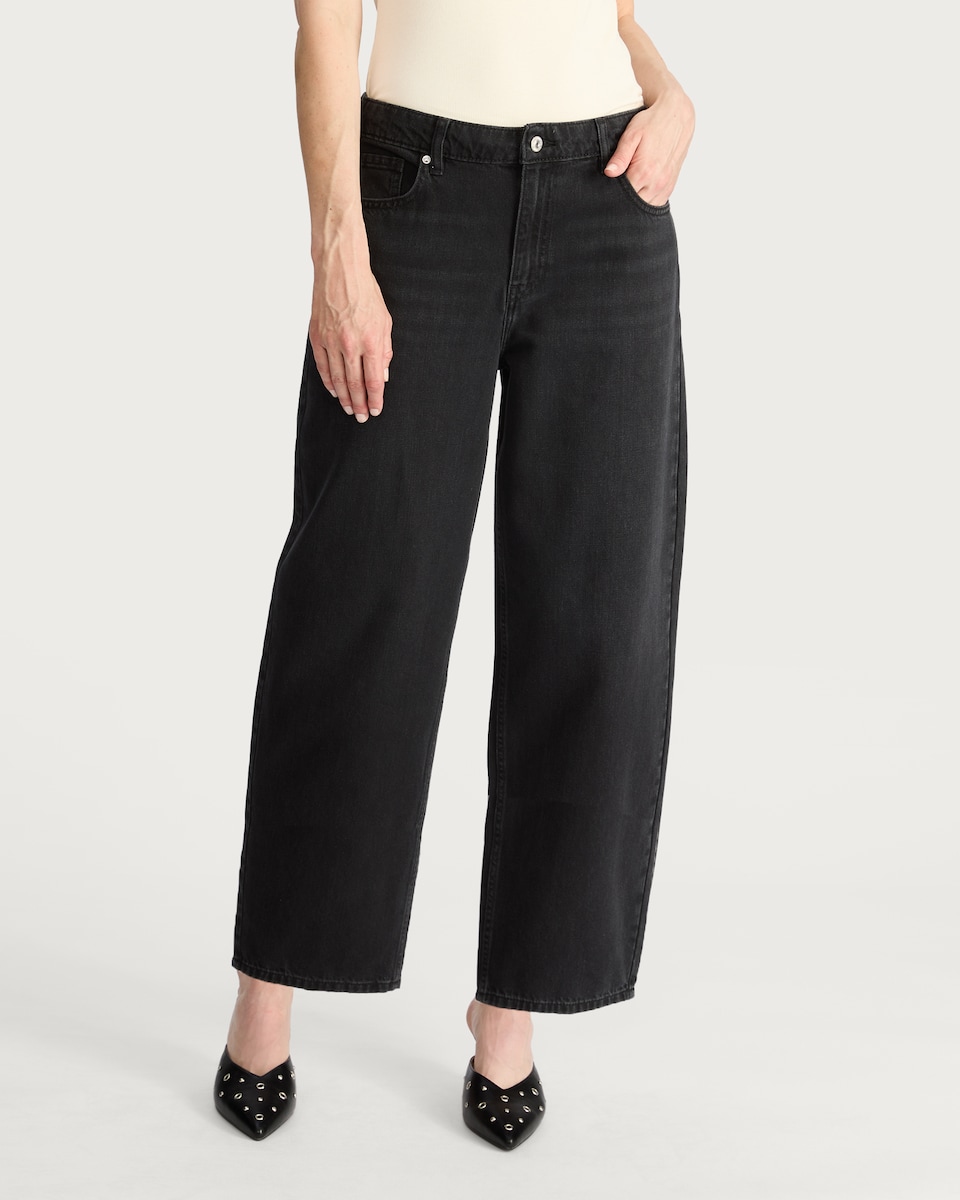 image 1 of The F&F Edit Barrel Leg Jeans in Black