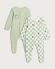 image 1 of Disney 2-Pack Mickey Mouse Long Sleeved Sleepsuits in Green