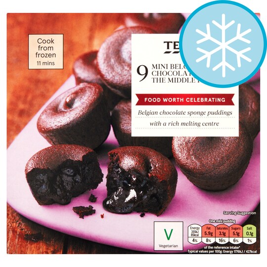 Tesco 9 Mini Chocolate Melt In Middle Puddings 180G Tesco Groceries