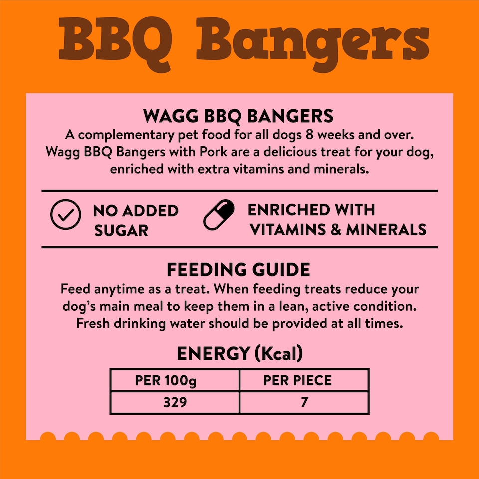 image 1 of Wagg BBQ Bangers Dog Treat 125g Clip Strip