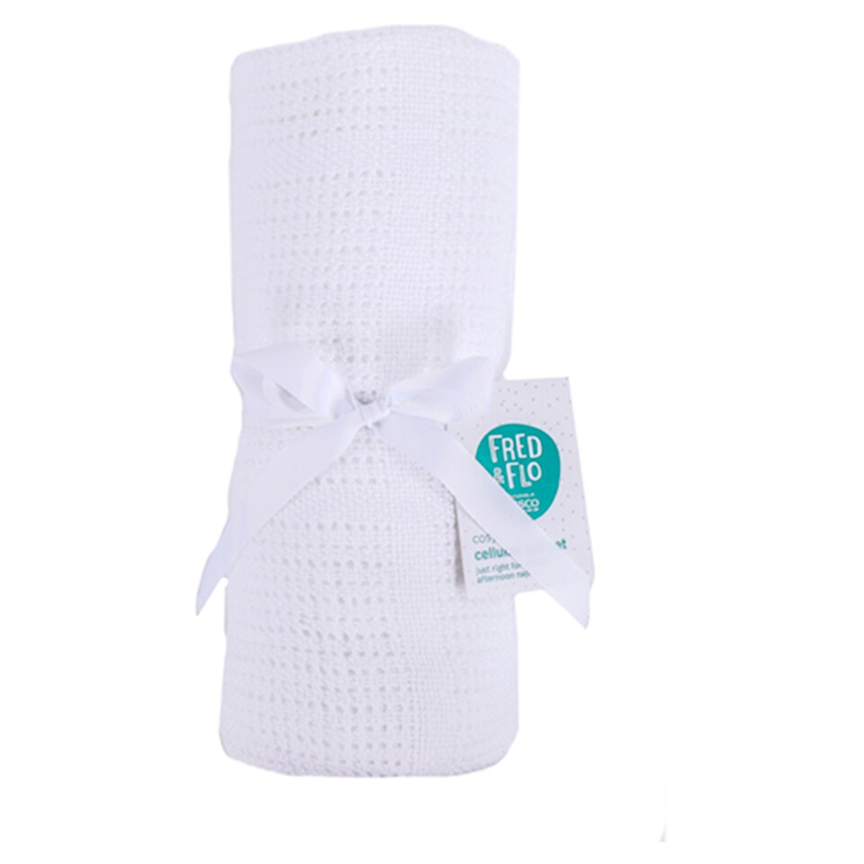 Fred&Flo Cotbed Cellular Blanket White