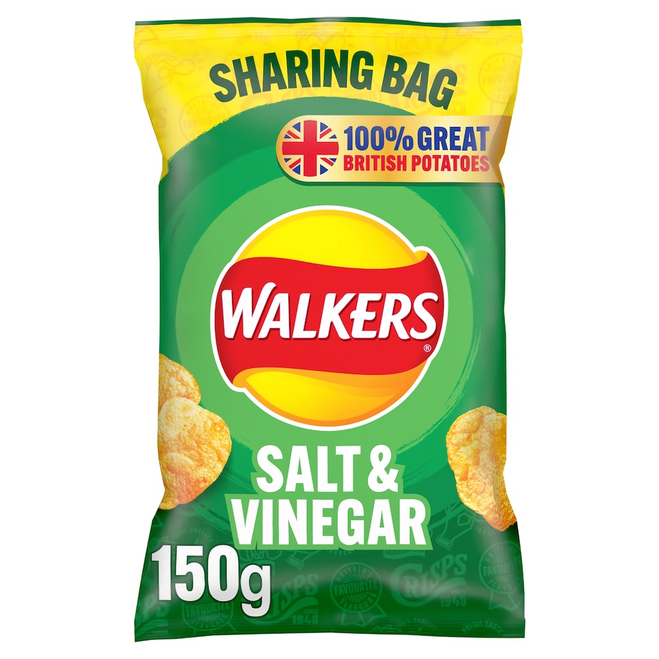 Walkers Seriously Salt & Vinegar Flavour Potato Crisps 150g