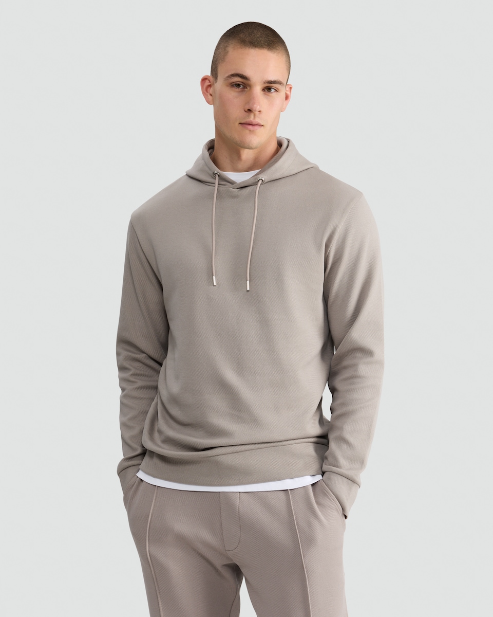image 1 of The F&F Edit Cotton Rich Drawstring Hoodie in Brown