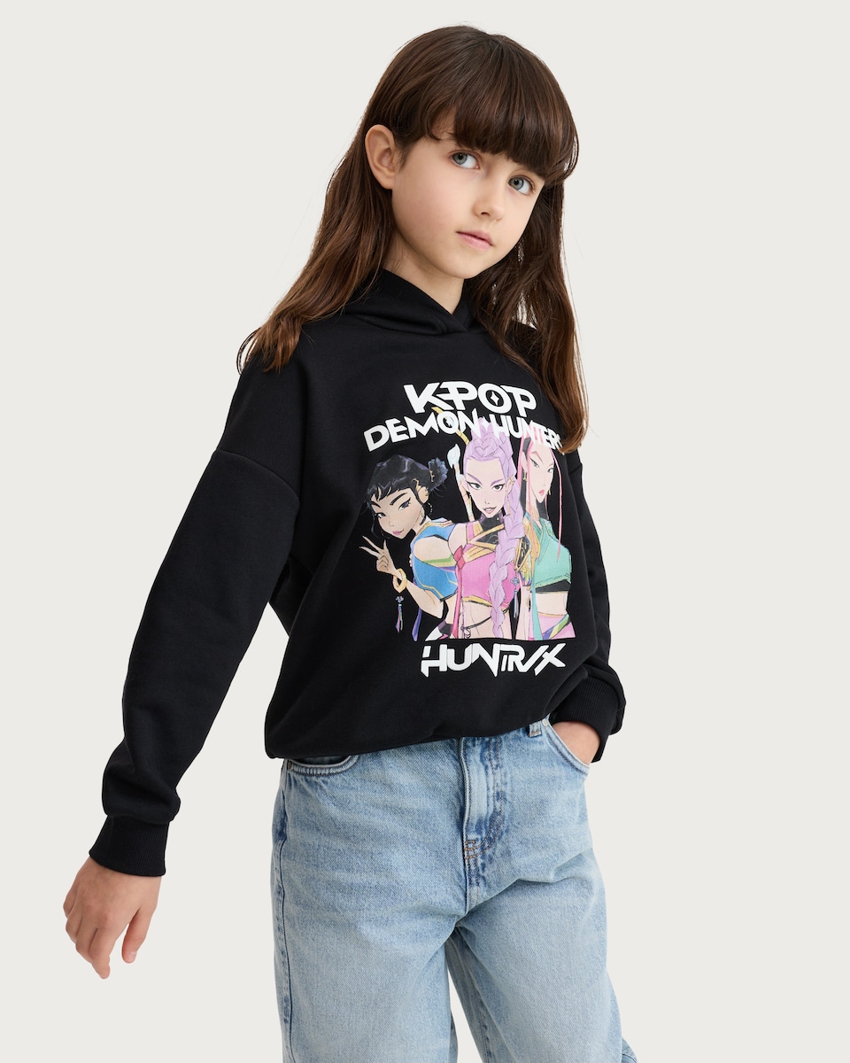 image 1 of K-Pop Demon Hunters Cotton Rich Hoodie in Grey