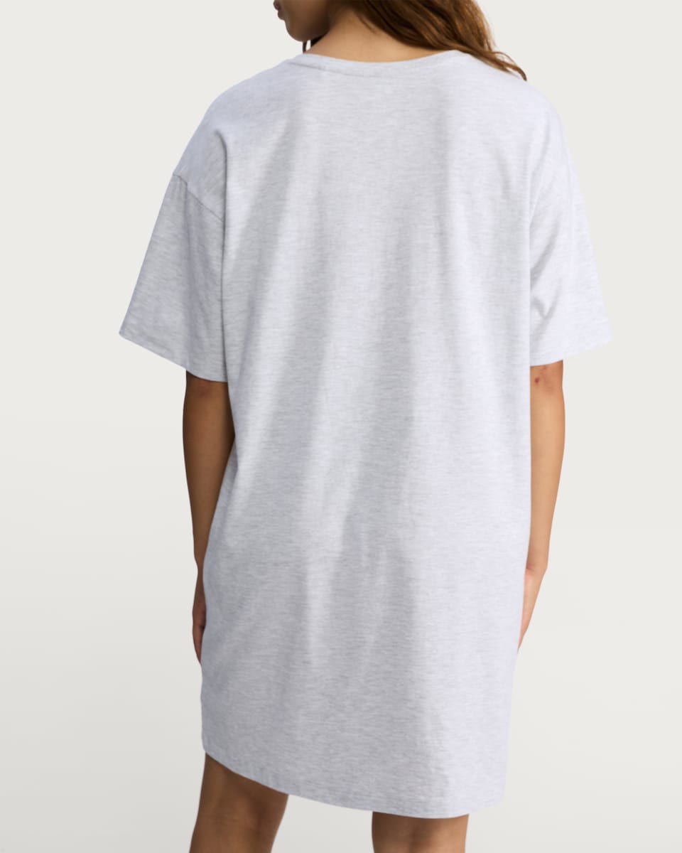 image 1 of F&F Cotton Rich Sunday Print Short Sleeved Nightdress in Grey