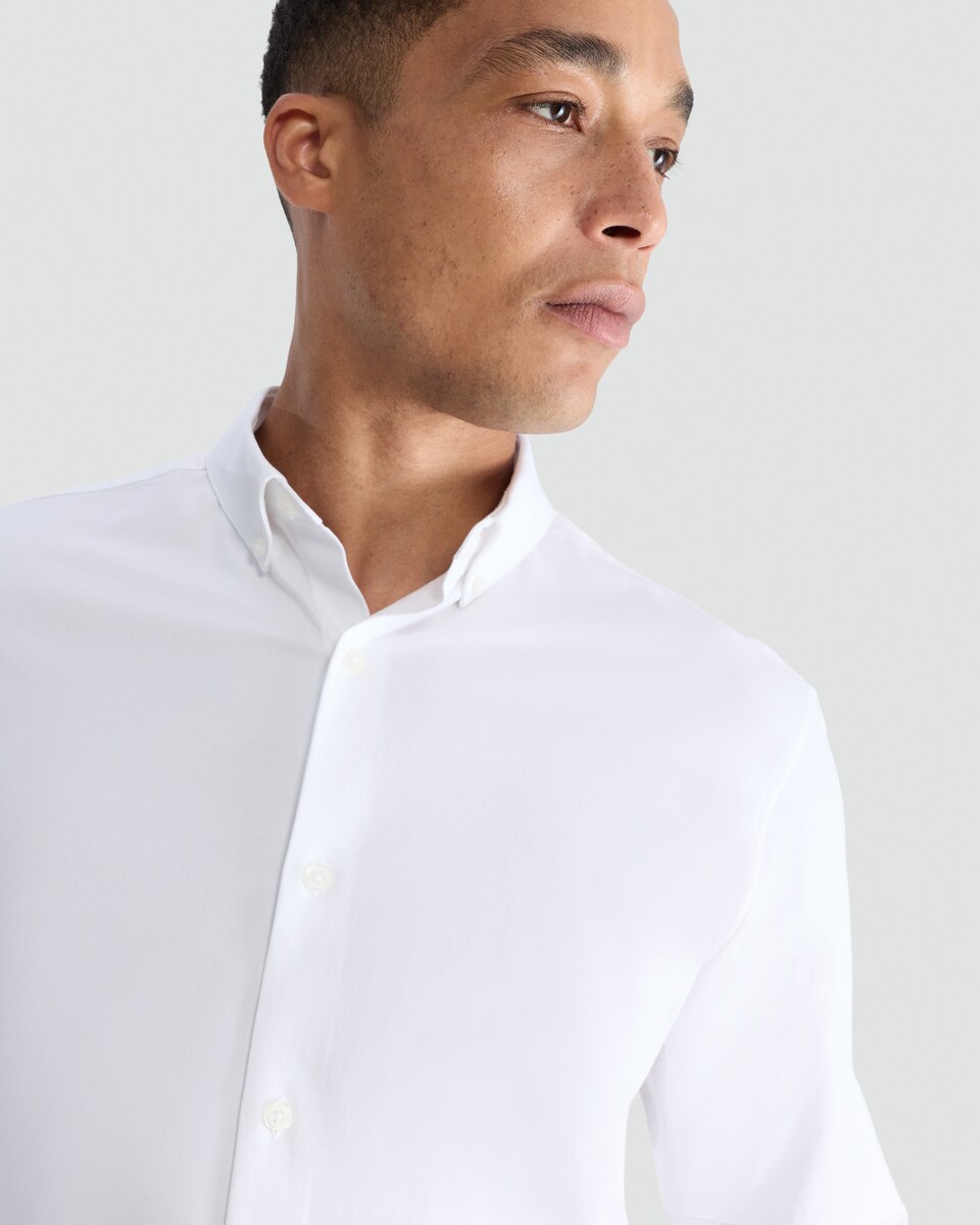 image 1 of F&F Regular Fit Stretch Button Down Collar Formal Shirt in White