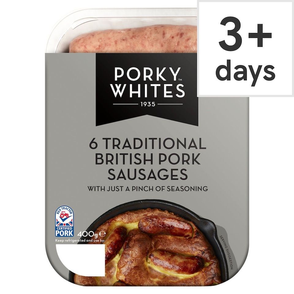 Porky Whites 6 Traditional Pork Sausages 400G