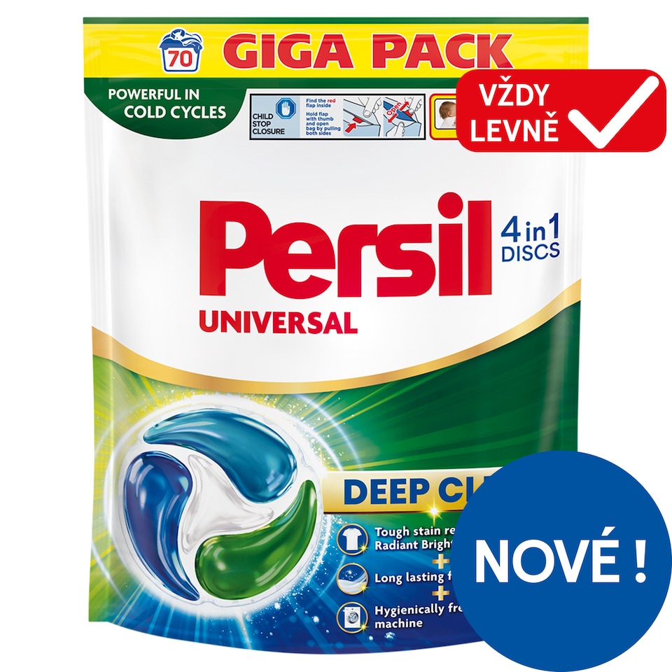 image 1 of Persil Discs 4in1 Deep Clean Universal Pre-Dosed Laundry Detergent 70 Washes 70 x 16.5g (1155g)