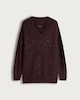 image 4 of F&F Knitted Sequin V Neck Jumper in Burgundy