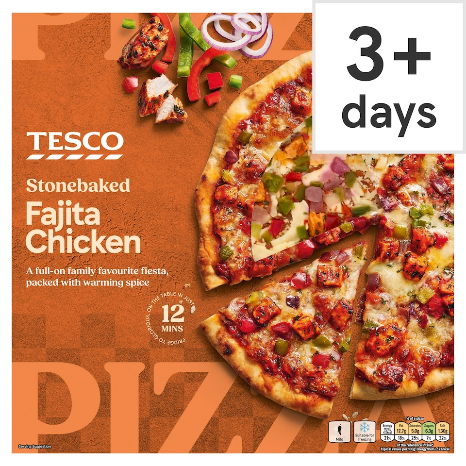 Tesco Stonebaked Fajita Chicken Pizza 362g