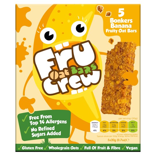 Fru Crew Bonkers Banana Oat Bars 5 X 20G Tesco Groceries