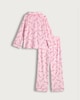image 2 of F&F Girls Candy Cane Print Shirt and Trousers Pyjamas in Pink