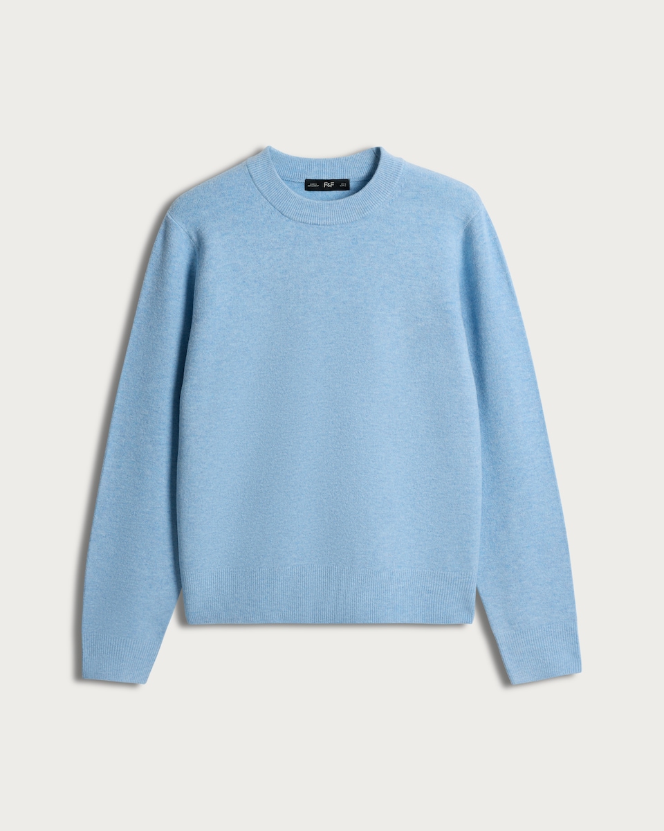 image 1 of F&F Knitted Crew Neck Jumper in Blue