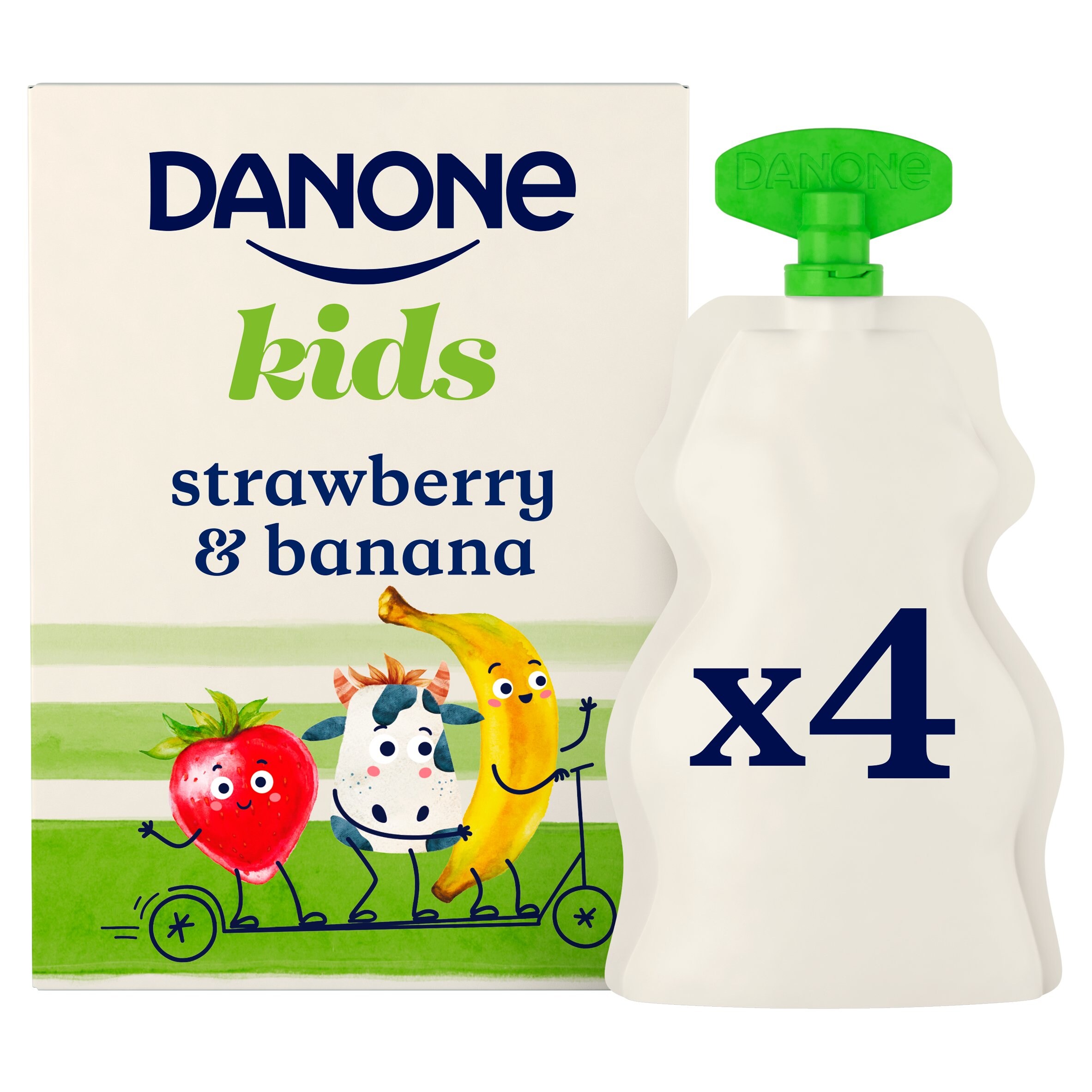 Danone Kids Organic Strawberry & Banana Yogurt 4 X 70G