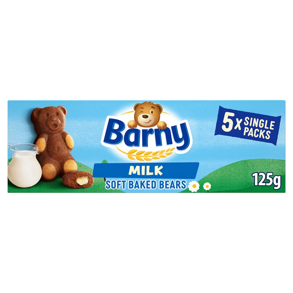 Barny Milk Soft Baked Bears Biscuits 5 Pack Multipack 125G