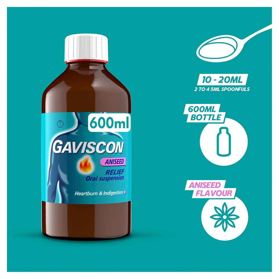 image 1 of Gaviscon Heartburn & Indigestion Relief Oral Suspension - Aniseed Flavour 600ml