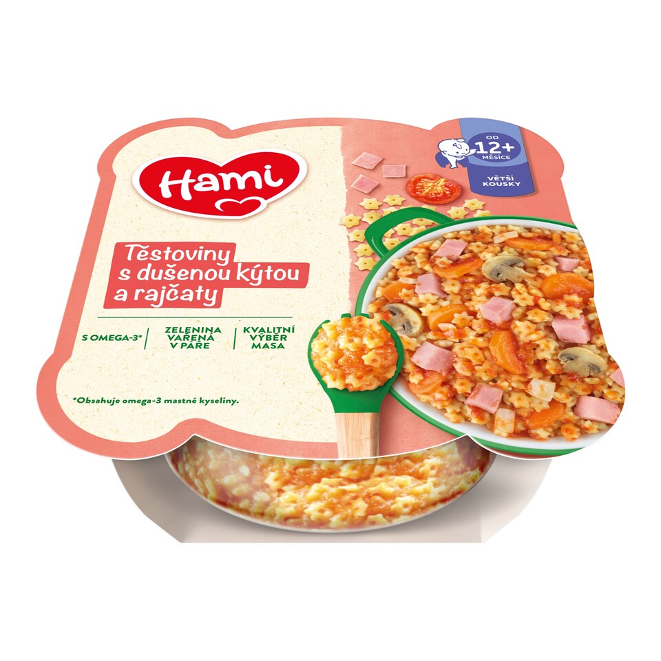 obrázok 1 z HAMI mäsovozeleninový tanierik Cestoviny s duseným stehnom a paradajkami 230g