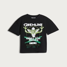 Gremlins Obey the Rules Print Pure Cotton T-Shirt in Grey