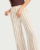 image 2 of F&F Linen Rich Striped Wide Leg Trousers in Cream