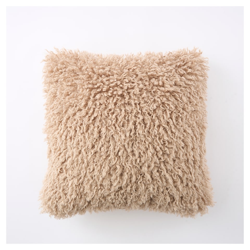 F&F Home Cream Mongolian Faux Fur Cushion 45x45cm