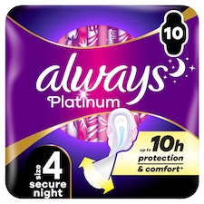 Always Platinum Secure Night (Veľkosť 4) Menštruačné Vložky S Krídelkami 10 ks