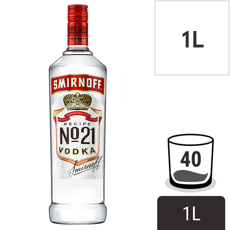 Smirnoff No.21 Red Label Vodka Bottle 37.5% Vol 1L
