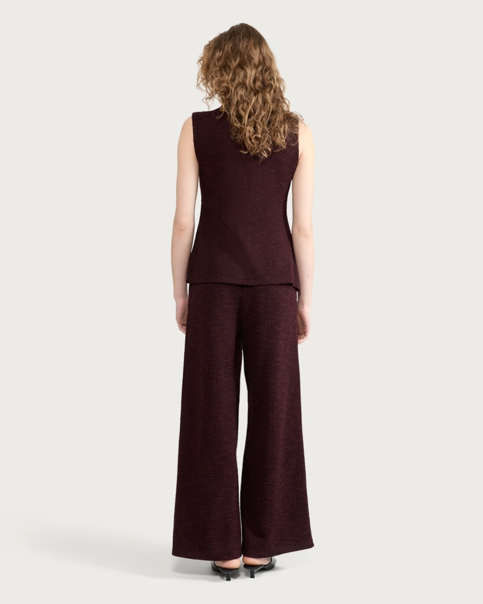 image 1 of The F&F Edit Textured Wide Leg Co-ord Trousers in Burgundy