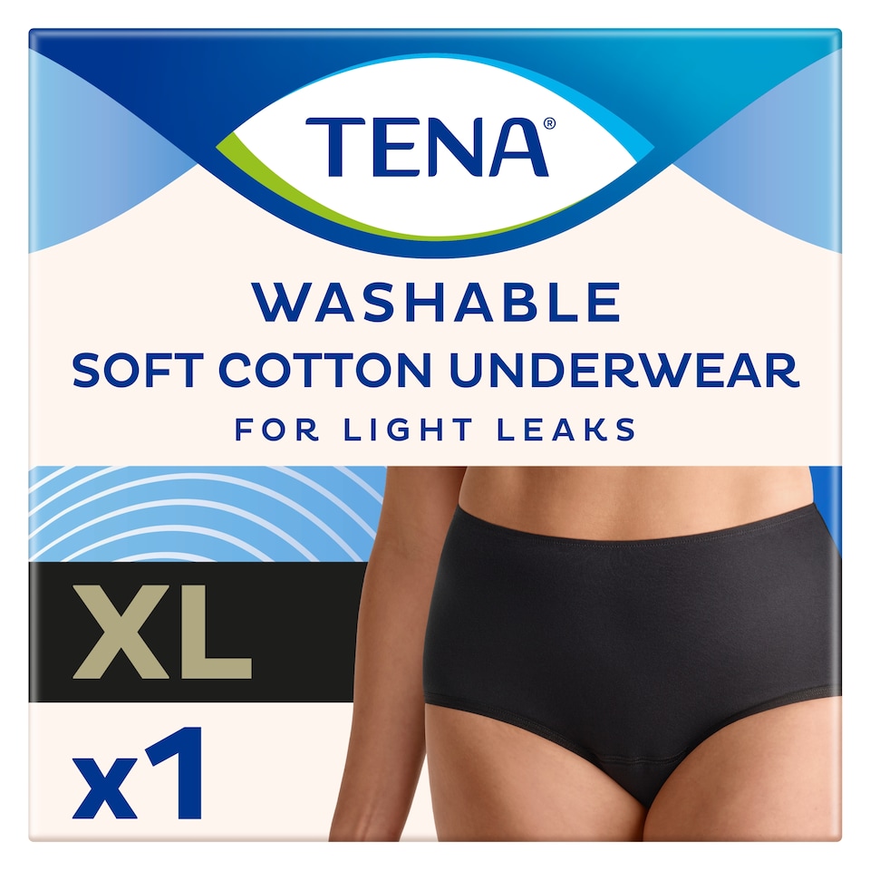image 1 of Tena Washable Soft Cotton Incontinence Underwear Black XL