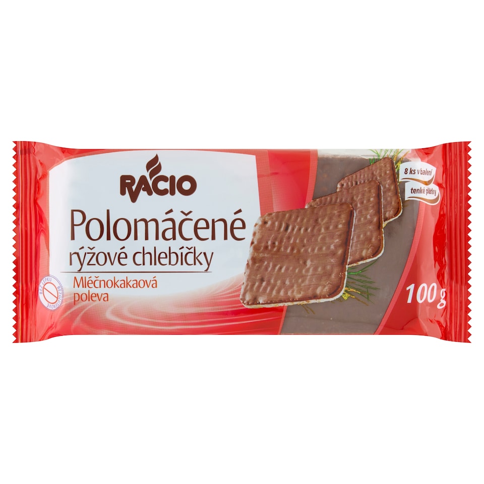 Obrázek 1 pro produkt Racio Polomáčené rýžové chlebíčky mléčnokakaová poleva 8 ks 100g