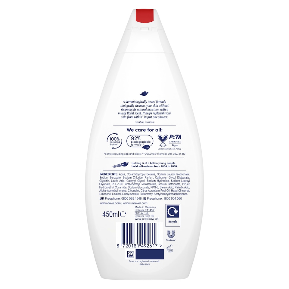 image 1 of Dove Silky Velvet Body Wash Shower Gel 450 ml