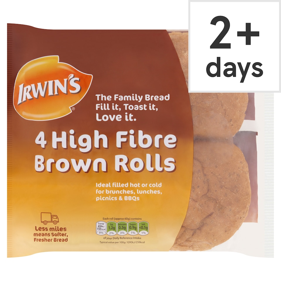 Irwin's Premium High Fibre Brown Rolls 4 Pack
