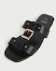 image 3 of F&F Buckle Detail Slip On Sandals in Black