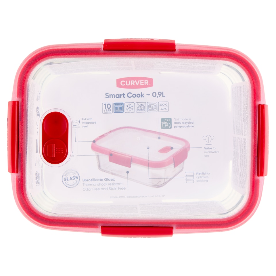 Curver Smart Cook üveg ételtartó 15 cm x 20 cm x 7 cm 0,9 l  1. kép