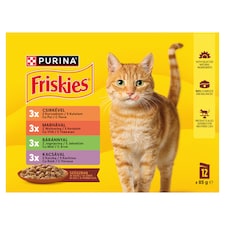 Friskies Pouches for Cats Chicken, Beef, Lamb, Duck in Juice 12 × 85 g