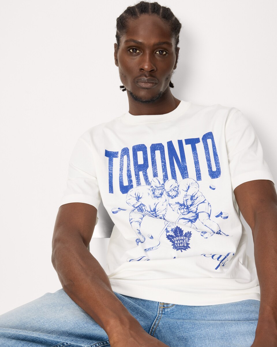 image 1 of NHL Toronto Pure Cotton T-Shirt in Ecru