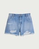 image 4 of F&F Girls Pure Cotton Distressed Denim Shorts in Blue