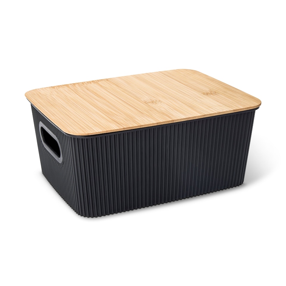 image 1 of Core Supply Black Ribbed Storage Bin S